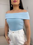 blusa canelada premium mila azul 151