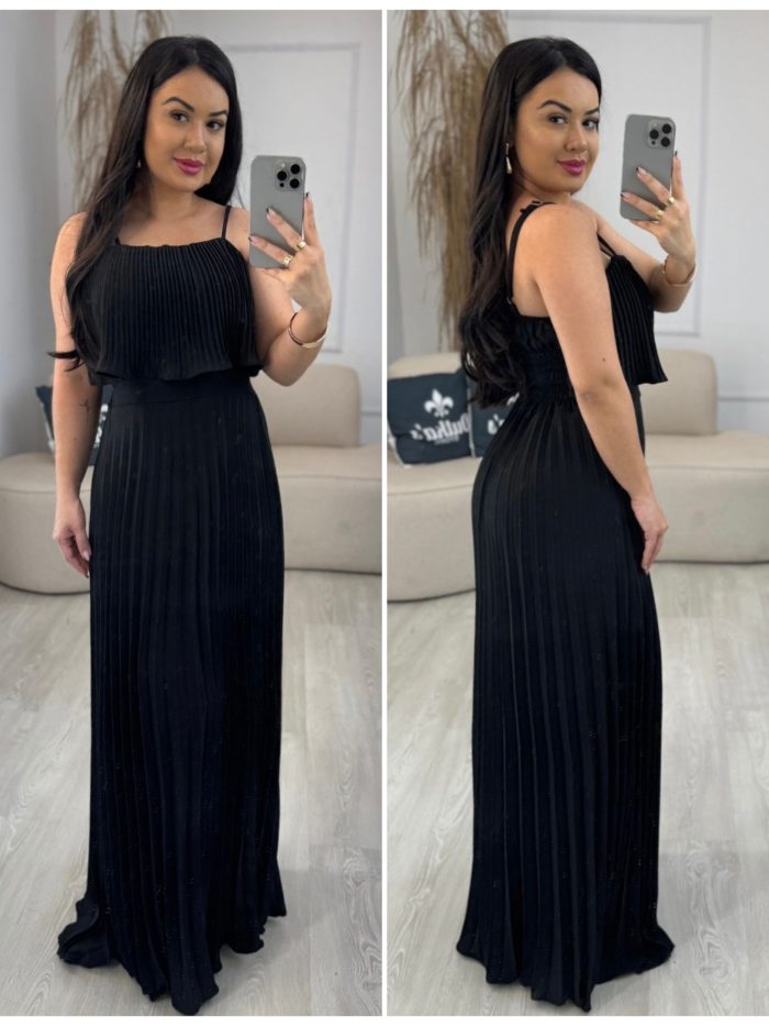 vestido plissado longo preto 225 vestido plissado longo preto 225