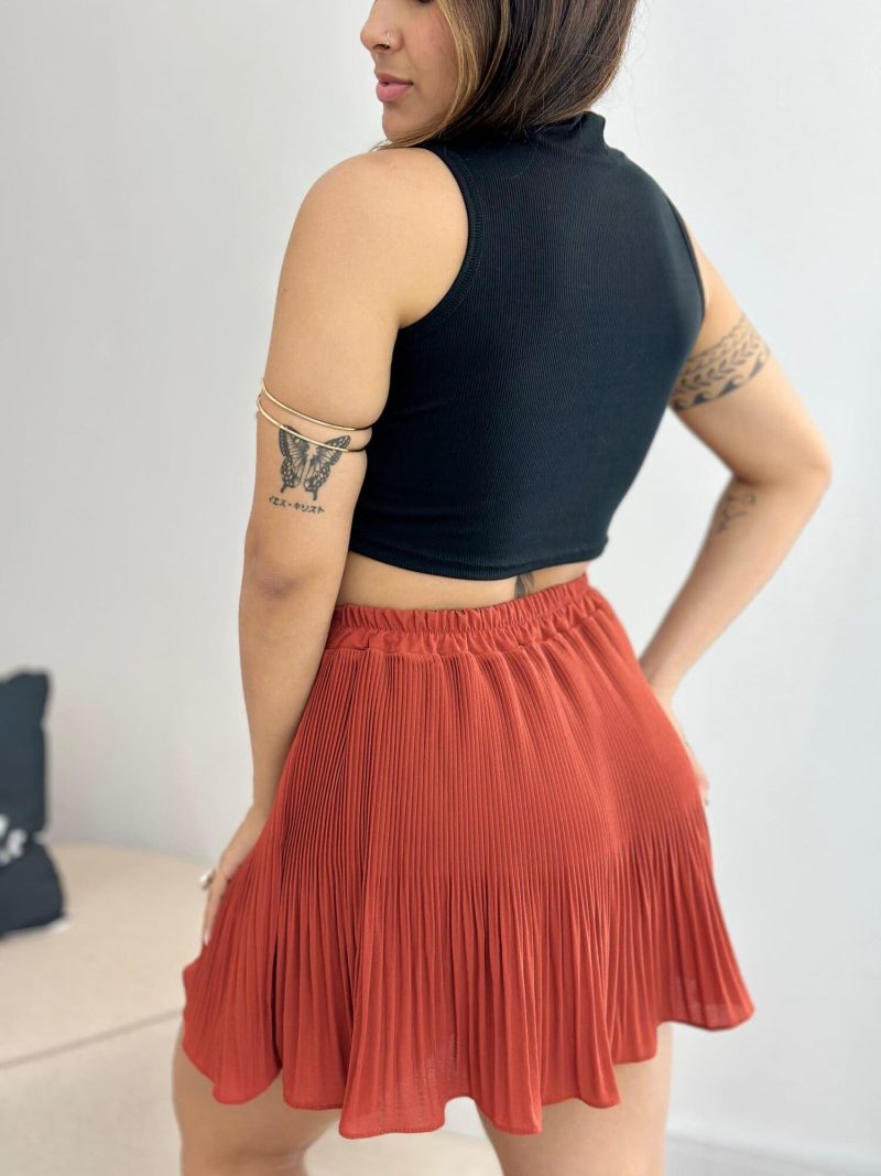 shorts saia plissado terracota 120 shorts saia plissado terracota 120
