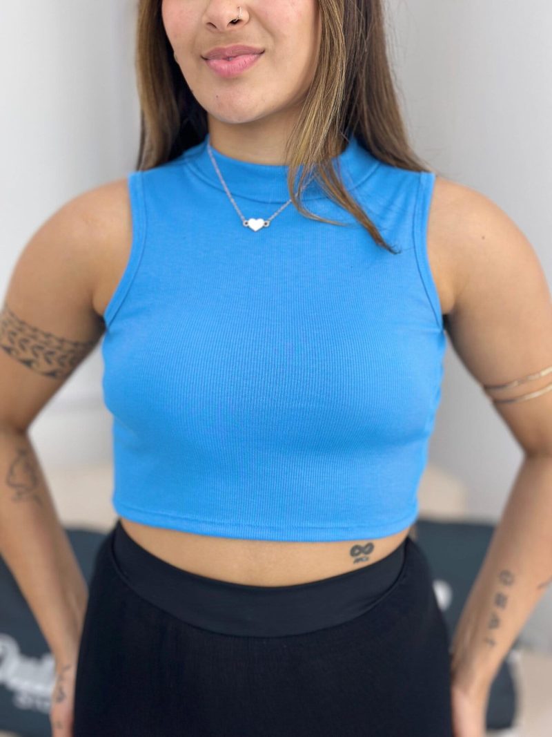cropped gola alta azul celeste 276