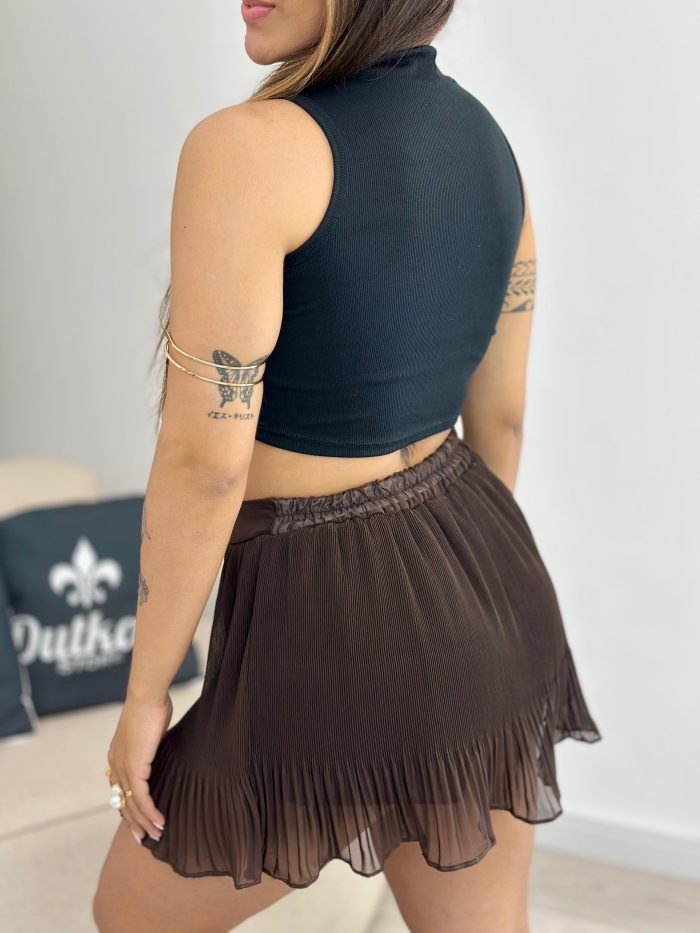 shorts saia plissado marrom 121 shorts saia plissado marrom 121