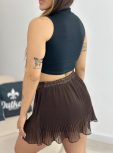 shorts saia plissado marrom 121