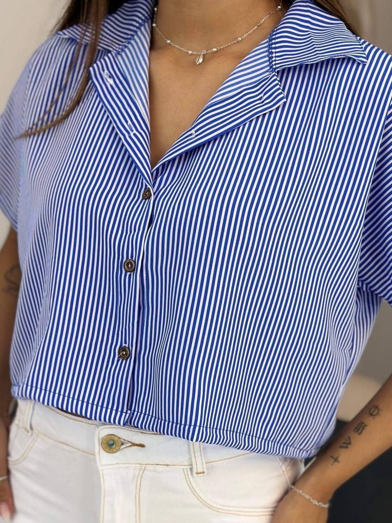 cropped camisa listra azul bic 274