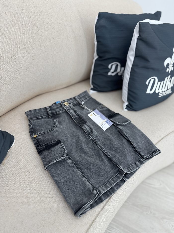 saia jeans cargo preto 011 saia jeans cargo preto 011