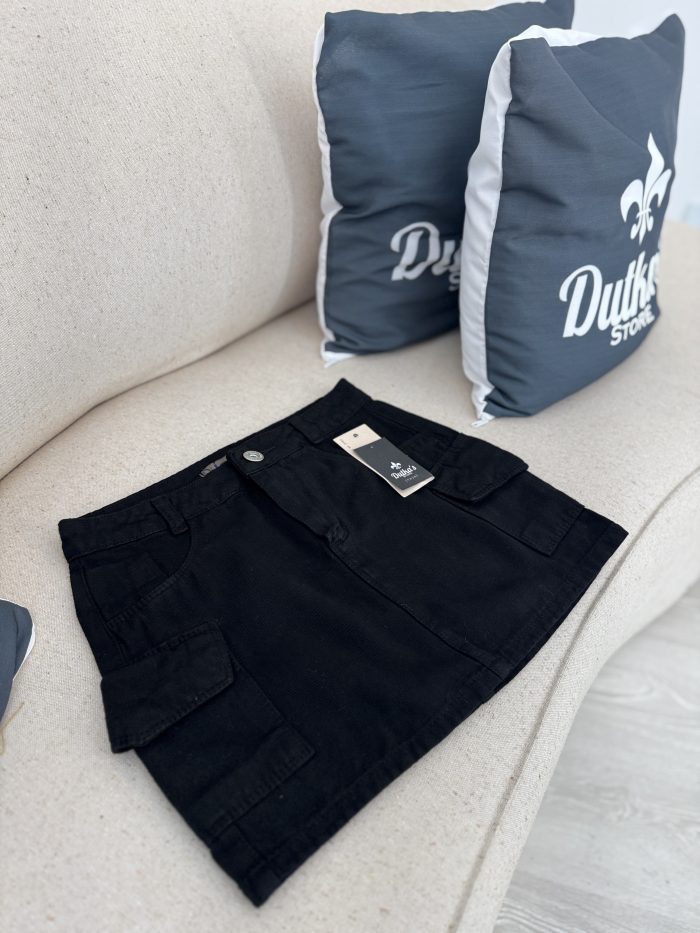 saia jeans cargo preto 011 saia jeans cargo preto 011