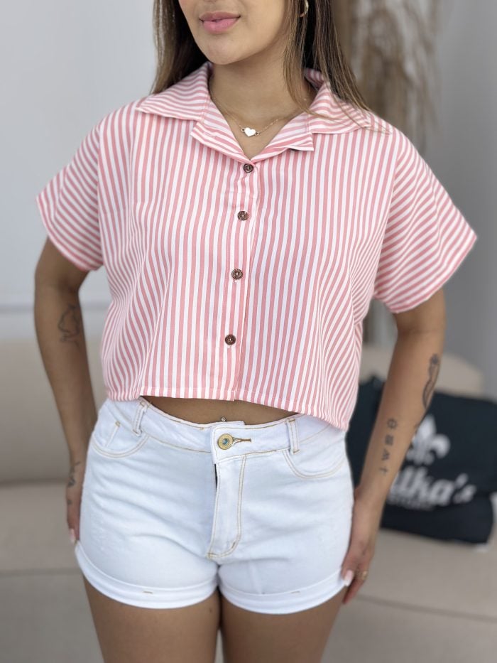 cropped camisa listra rosa bebe 271