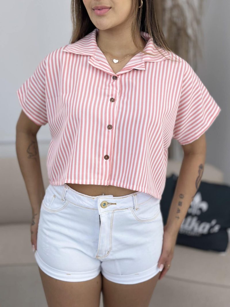 cropped camisa listra rosa bebe 271