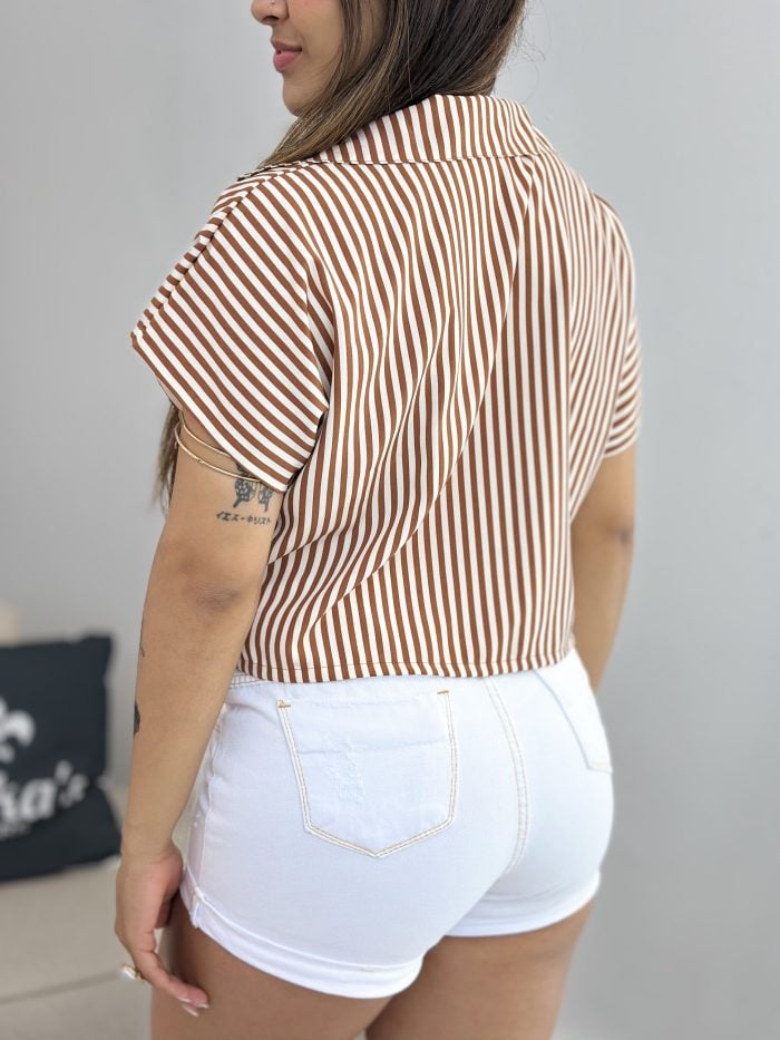 cropped camisa listra marrom 269 cropped camisa listra marrom 269