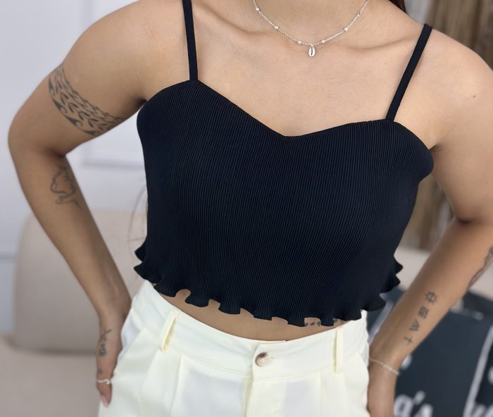 cropped plissado preto 048