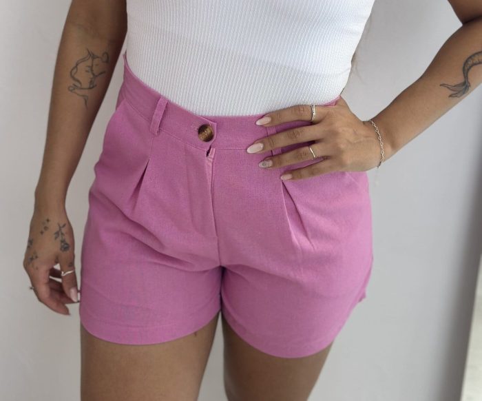 shorts linho rosa 263