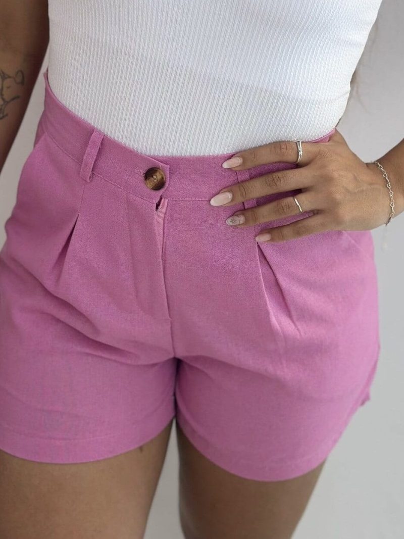 shorts linho rosa 263