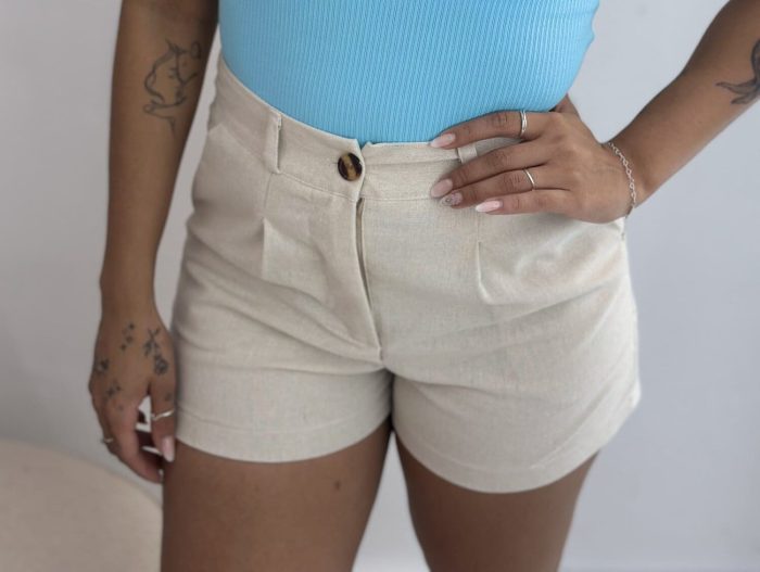 shorts linho bege 262