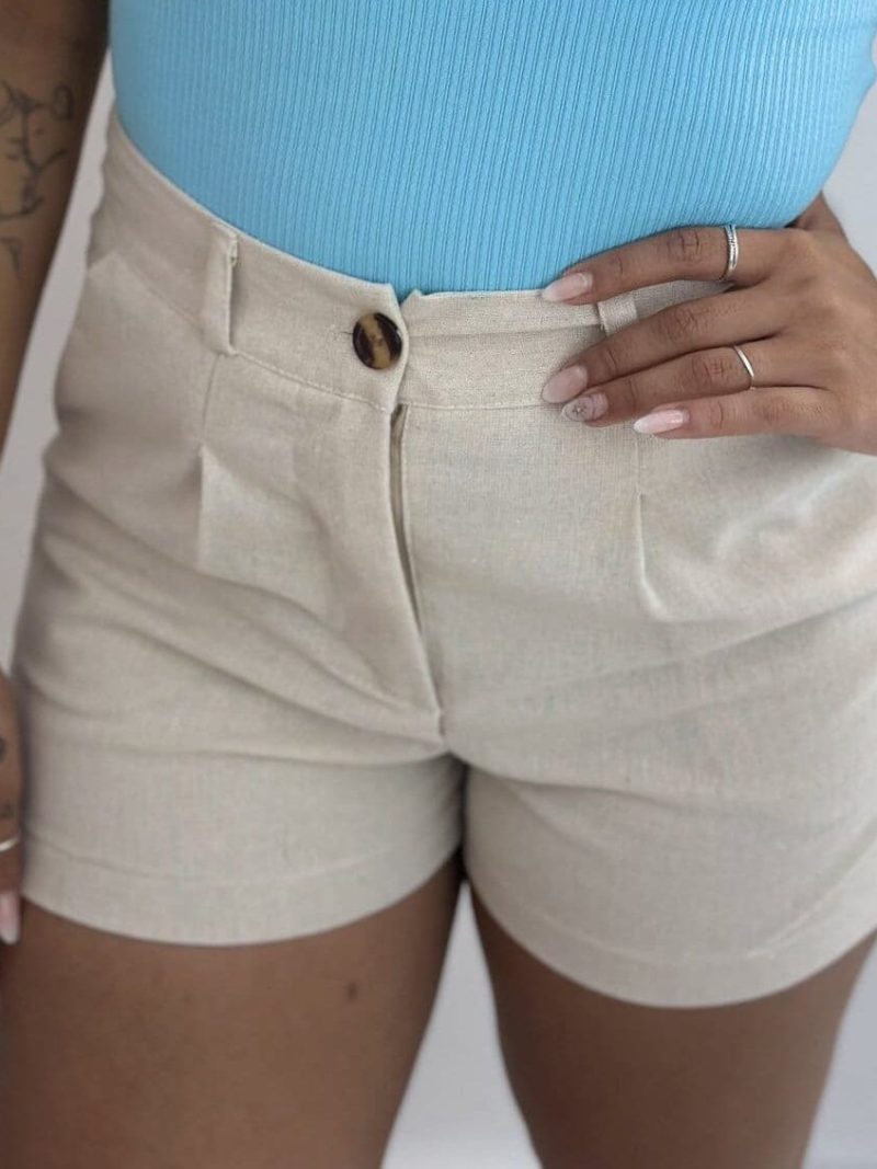 shorts linho bege 262