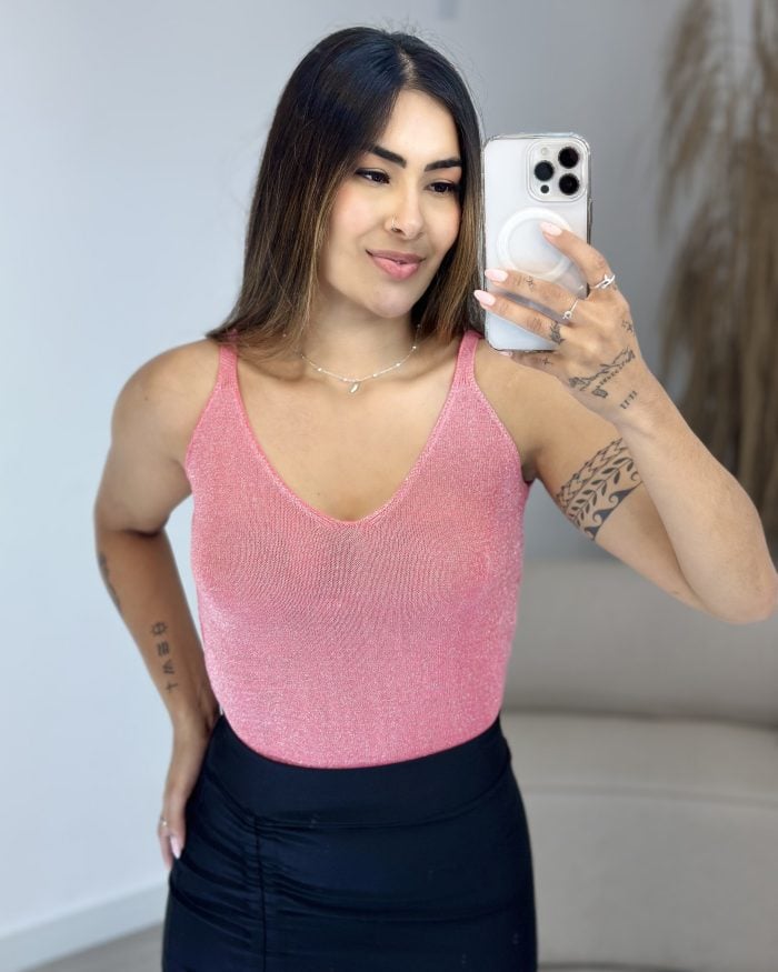 regatinha lurex rosa chiclete 303