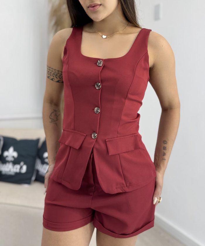 conjunto alfaiataria colete alongado marsala 135 conjunto alfaiataria colete alongado marsala 135