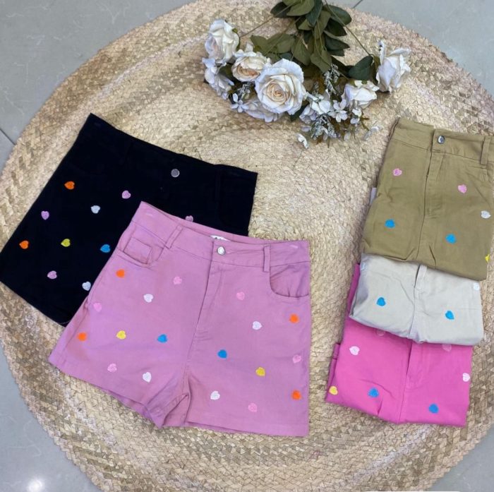 shorts coração de sarja nude escuro 085 shorts coração de sarja nude escuro 085