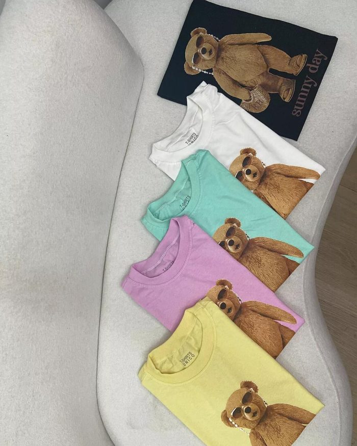 t shirt urso sunny day rosa bebe 098