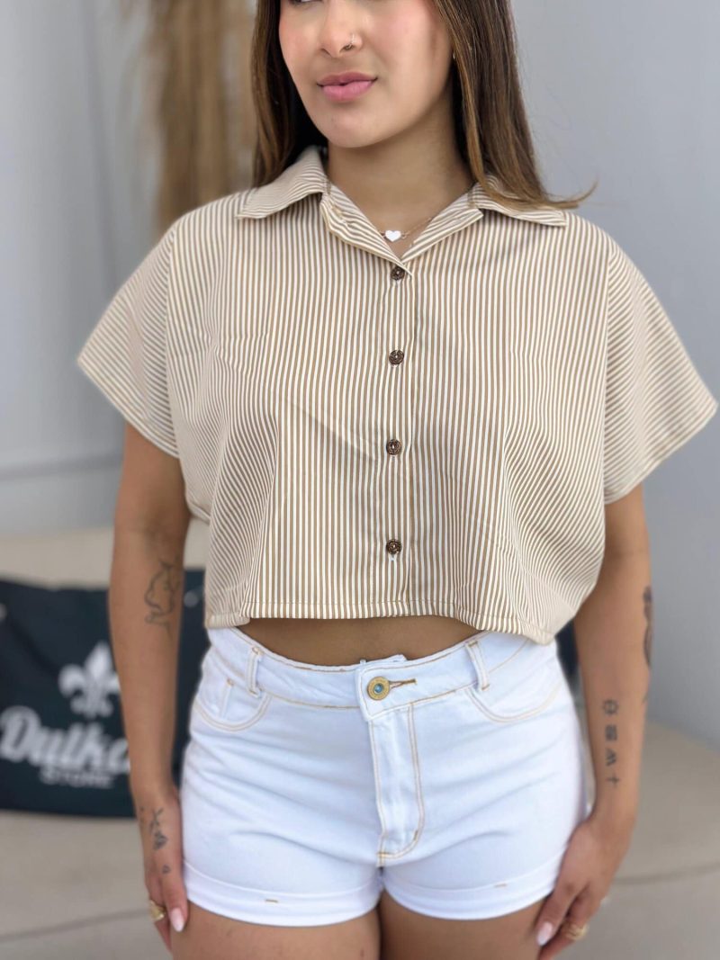 cropped camisa listra nude 273