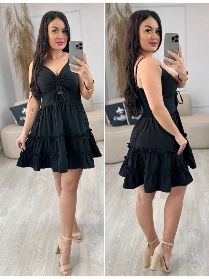 vestido babado com cordão preto 448