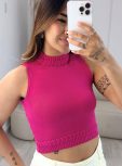 cropped modal golinha trançado rosa pink 501