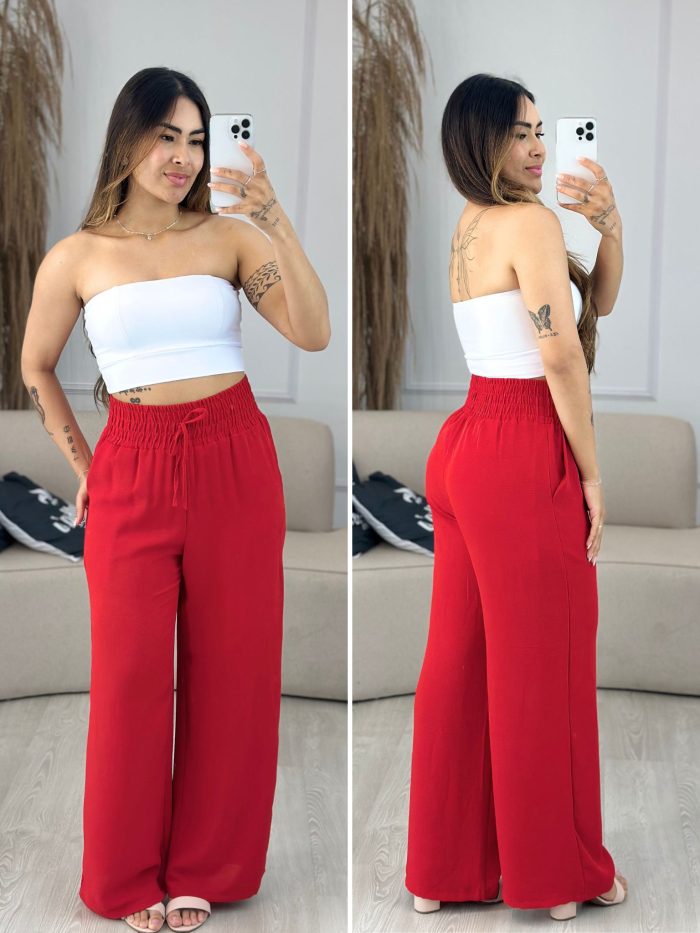 calca pantalona vermelha 555