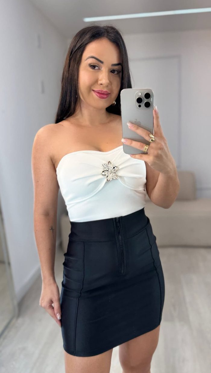 saia poliamida zíper preta saia poliamida zíper preta