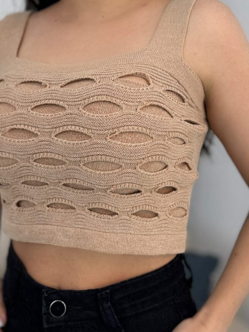 cropped furadinho modal nude 434