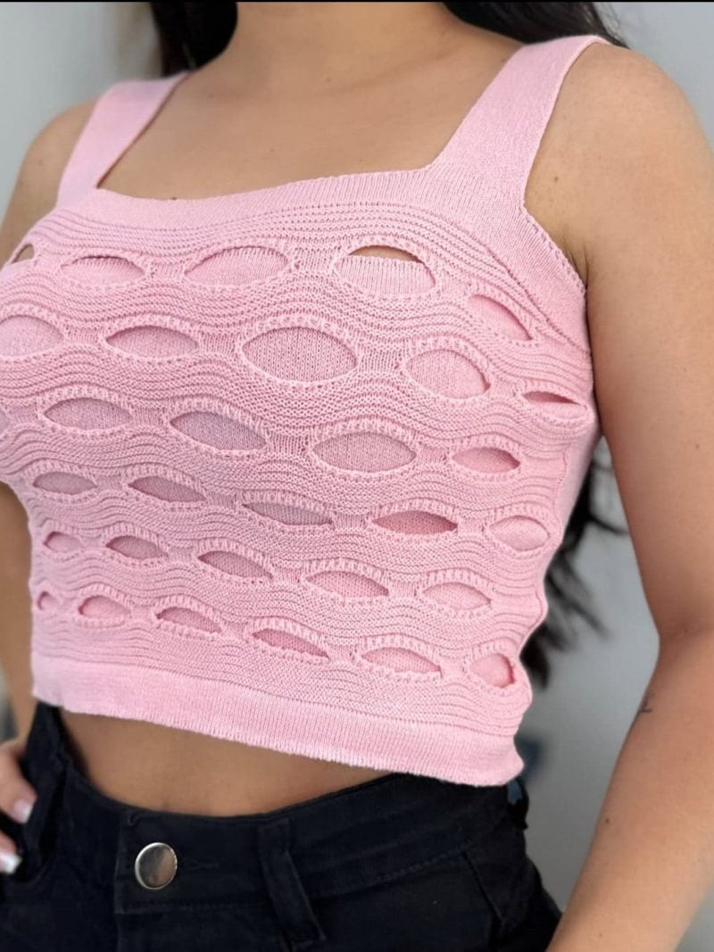 cropped furadinho modal rosa bebe 435
