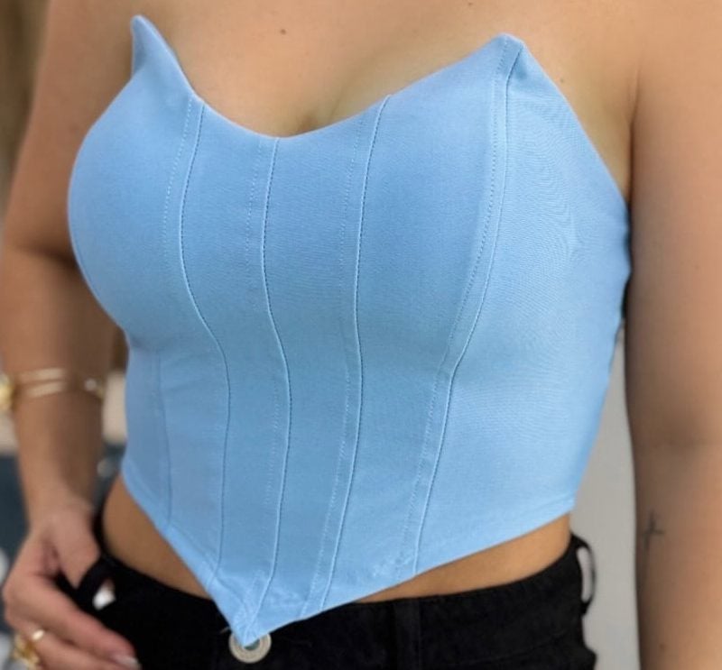 cropped corselet com barbatana e bojo azul bebe 366