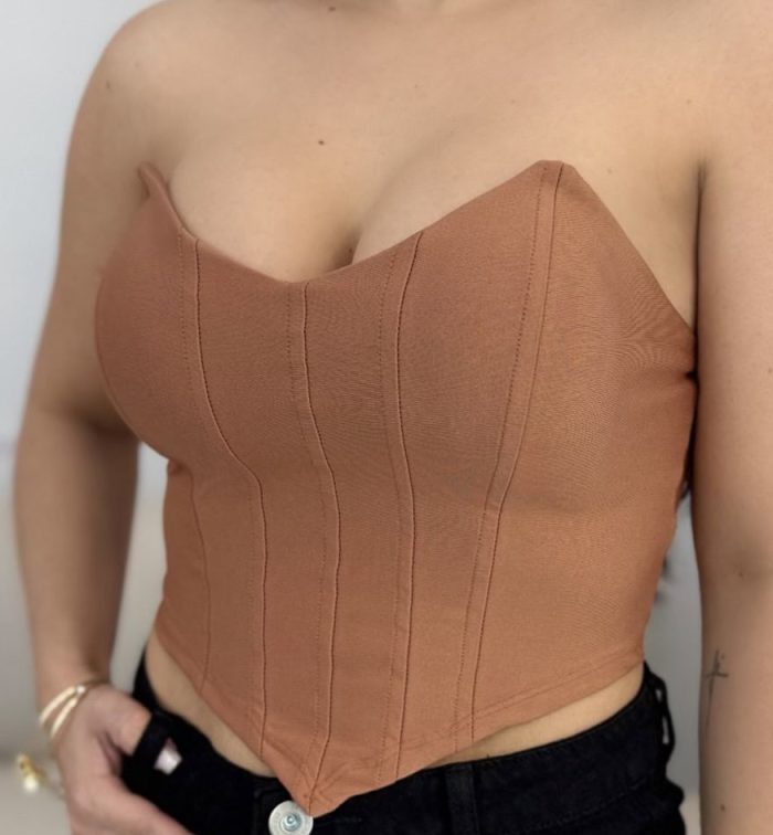 cropped corselet com bojo marrom 354