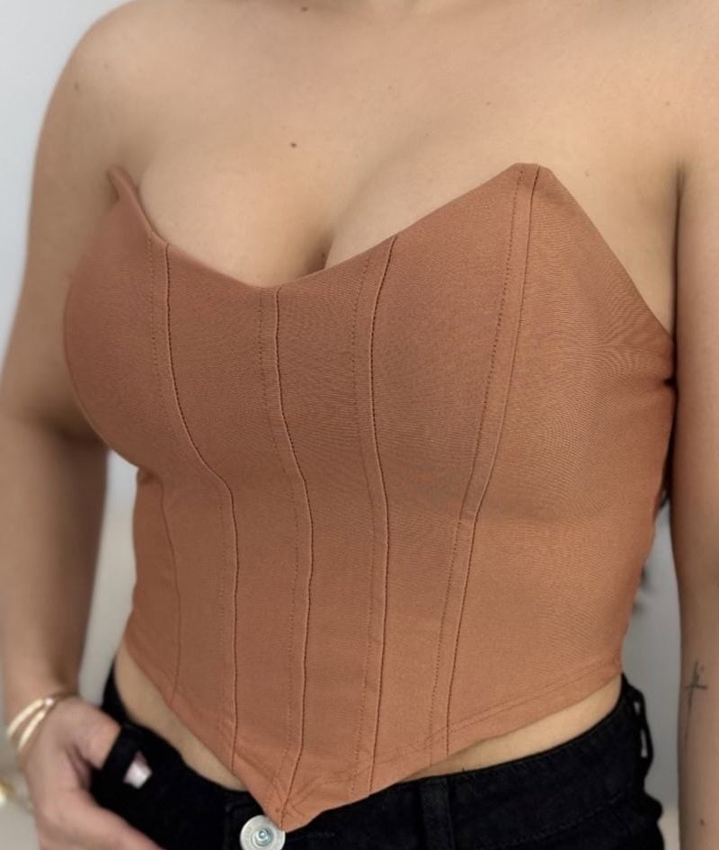 cropped corselet com bojo marrom 354