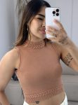 cropped modal golinha trançado marrom claro 502
