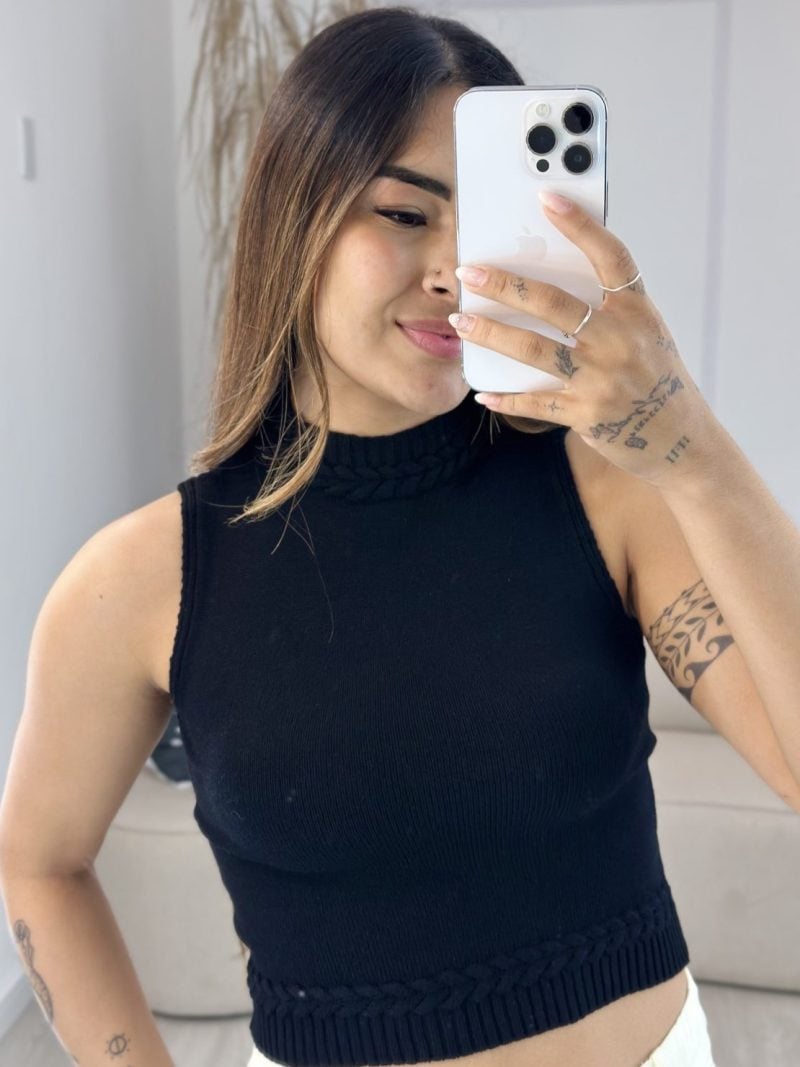 cropped modal golinha trançado preto 500