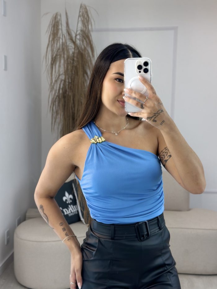 blusa milena azul com fivela orgânica 376