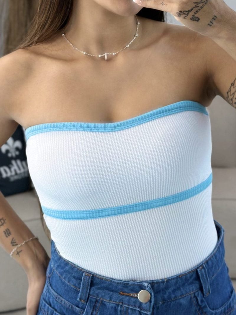 body tomara que caia azul bicolor 536