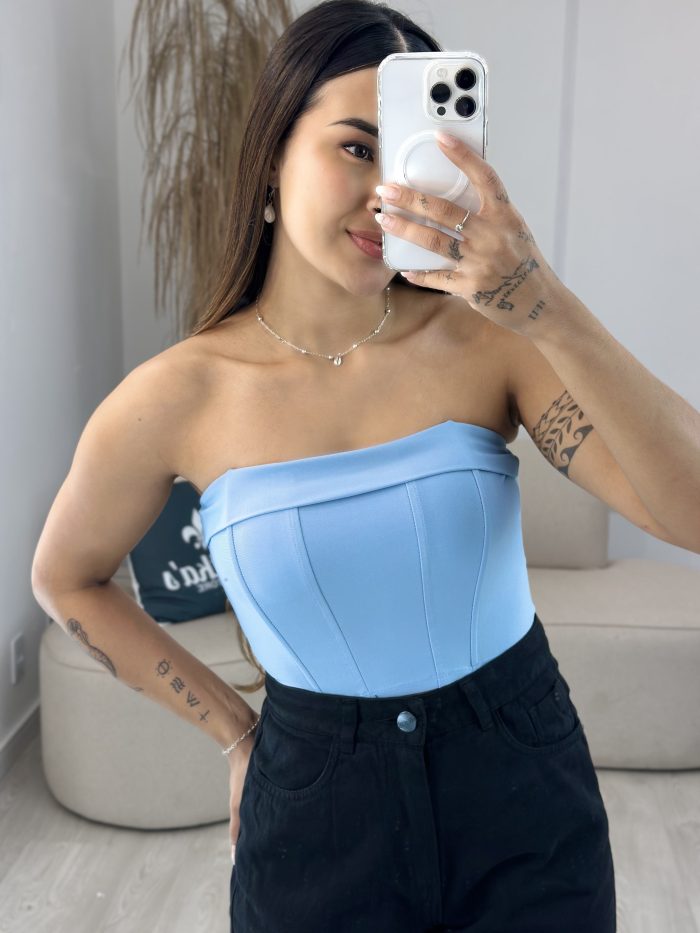 cropped corselet com barbatana e bojo azul bebe 366