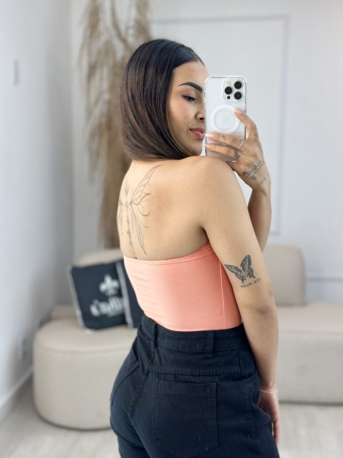 cropped corselet com barbatana e bojo salmão 364 cropped corselet com barbatana e bojo salmão 364