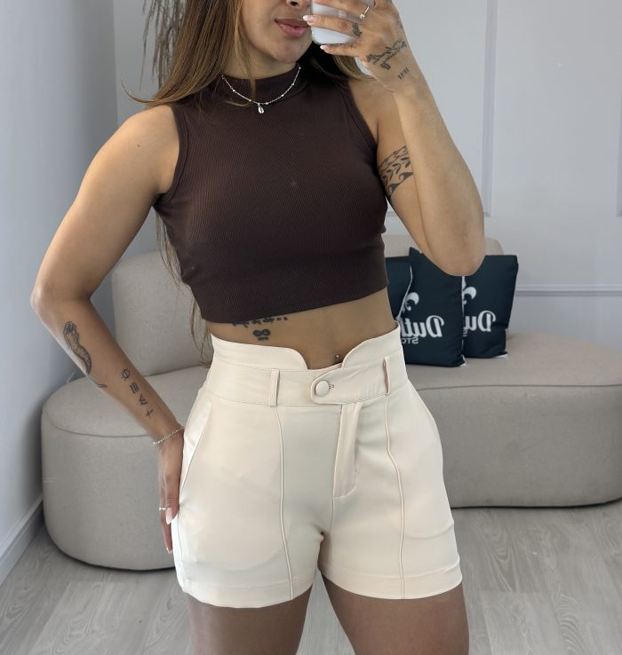 shorts alfaiataria bege 672