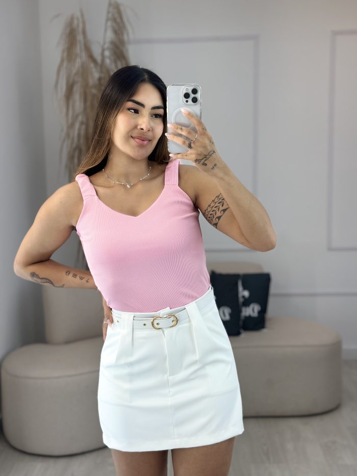 shorts saia alfaiataria com cinto branco 688