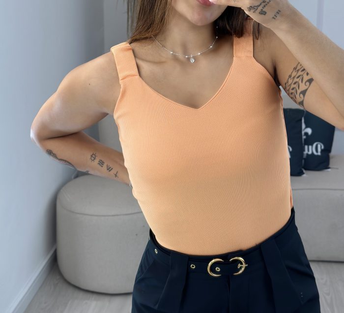 blusa canelada regata laranja 577