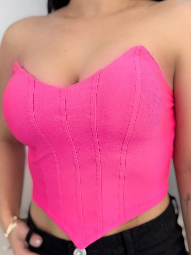 cropped corselet com barbatana e bojo rosa pink 367