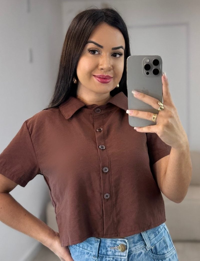 cropped camisa marrom 705