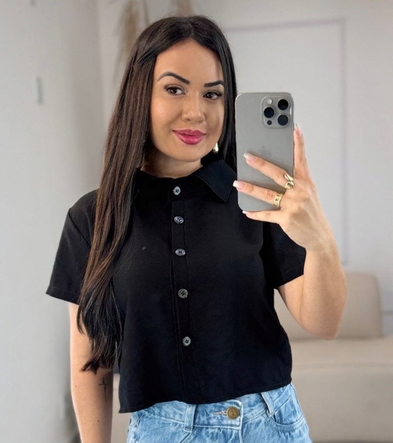 cropped camisa preto 709
