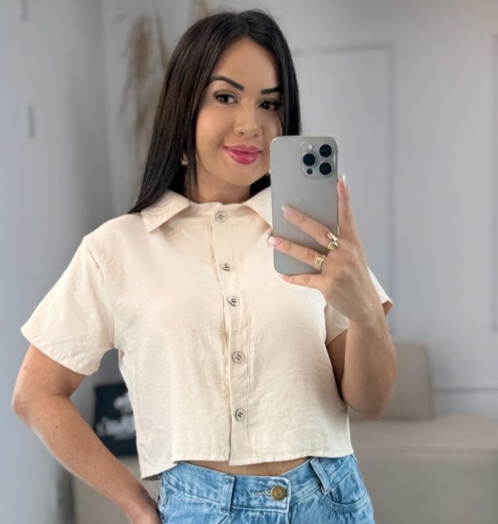 cropped camisa bege claro 707