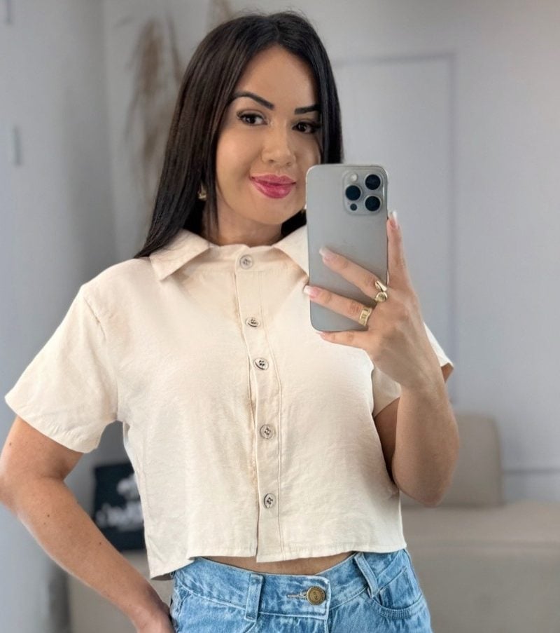 cropped camisa bege claro 707