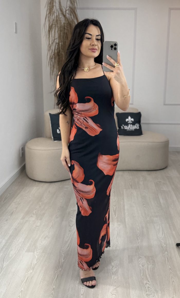 vestido tule alcinha estampado laranja 412 vestido tule alcinha estampado laranja 412