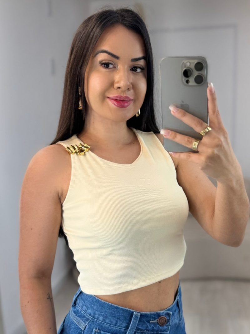 cropped canelado creme 581