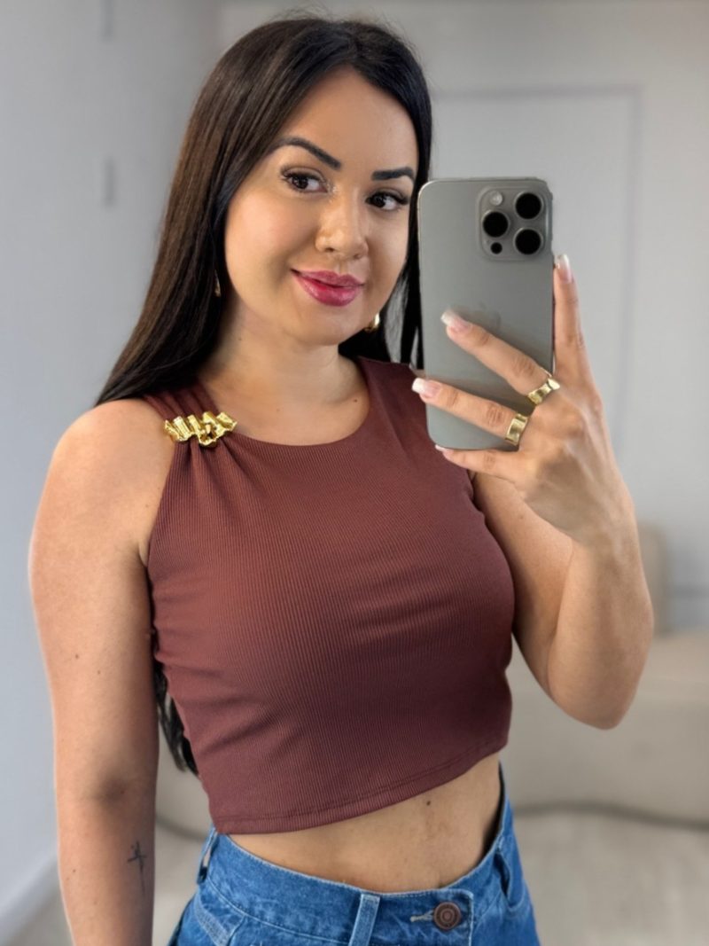 cropped canelado marrom 579