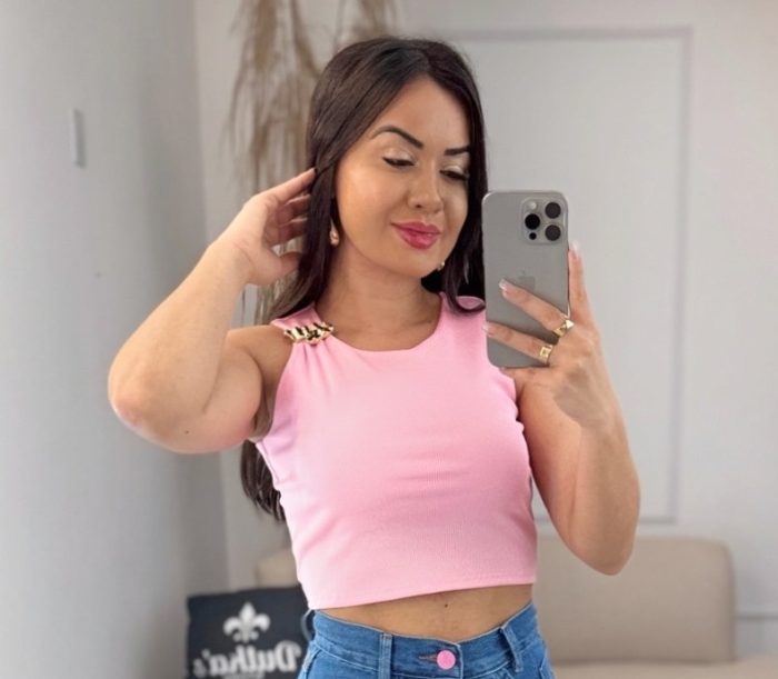 cropped canelado rosa 580