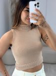 cropped modal golinha trançado nude 504